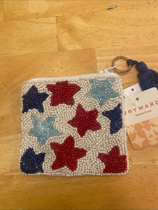 Joyward Handbags - Joyward Beaded patriotic Star Coin Pouch w tassel & key ring NWT